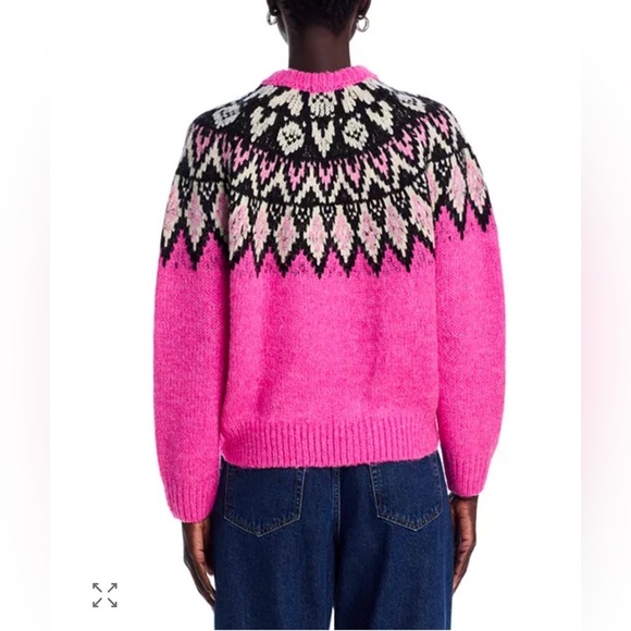 AQUA Bloomingdale’s exclusive Fair Isle Crewneck Sweater Pink NWT - Picture 6 of 12